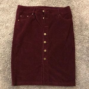JAG brand burgundy midi corduroy skirt